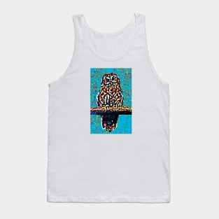Toot Sweet On Blue - Image Of An Owl On A Perch Tank Top
